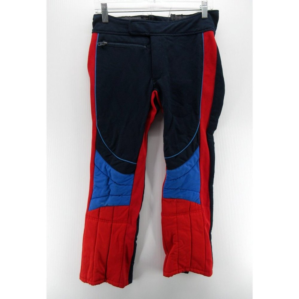 VINTAGE Roffe Pants Girls 12 Red Wool Ski Snow Ankle Zip 90s Japan Unisex